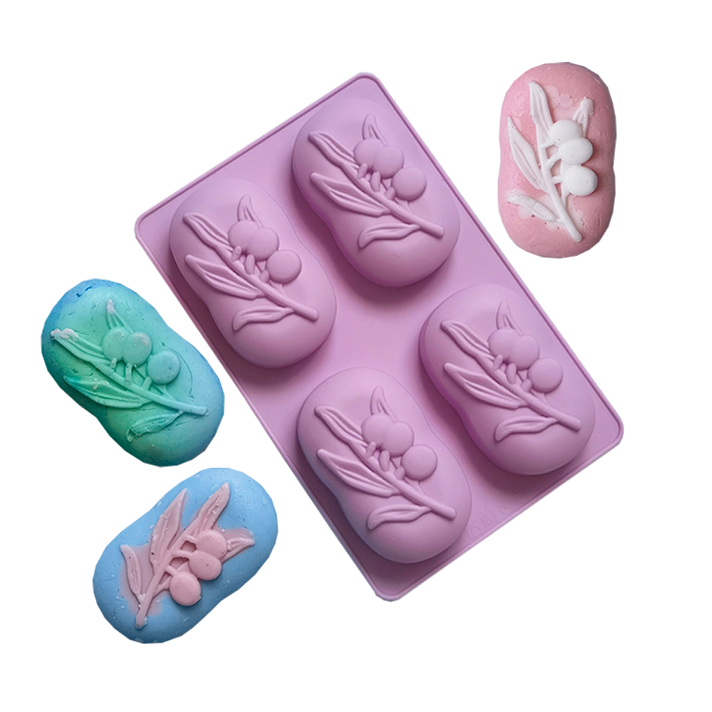 Soap Making Diy Kit - 4 キャビティオーバルオリーブツリーシリコーン石鹸型 DIY 石鹸作りキット手作りケーキキャンドル型ギフトクラフト用品家の装飾