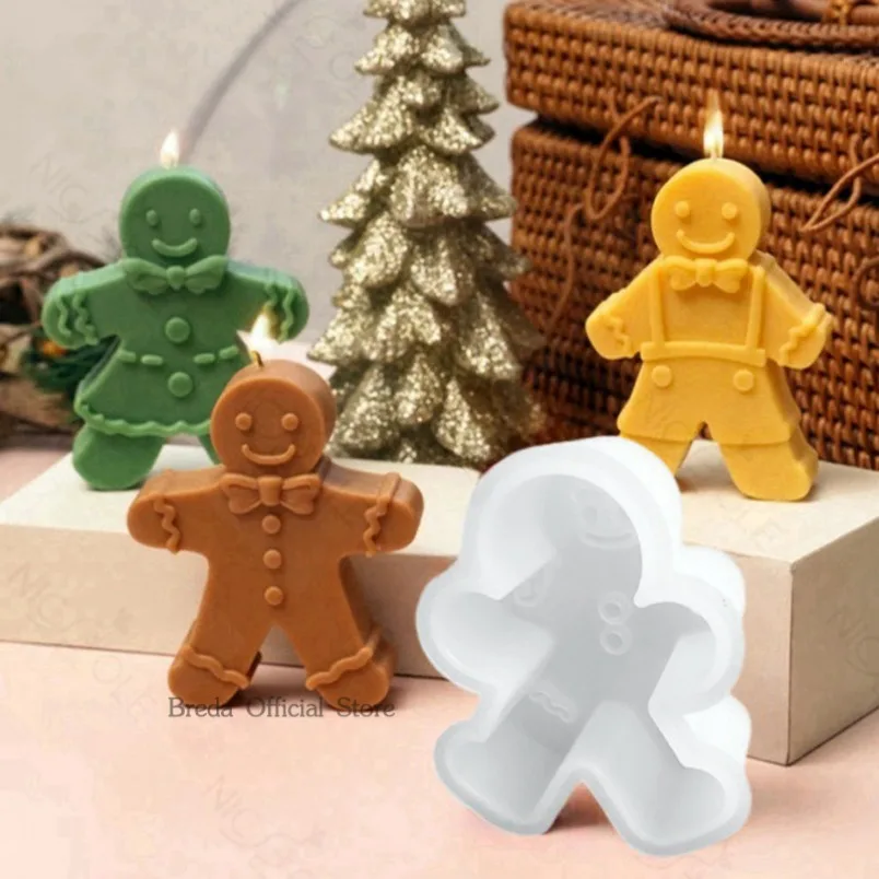 Soap Making For Beginners - 3D スマイルジンジャーブレッドマンシリコーンキャンドルモールド DIY クリスマスギフト作成ツール手作り石鹸石膏樹脂工芸金型家の装飾