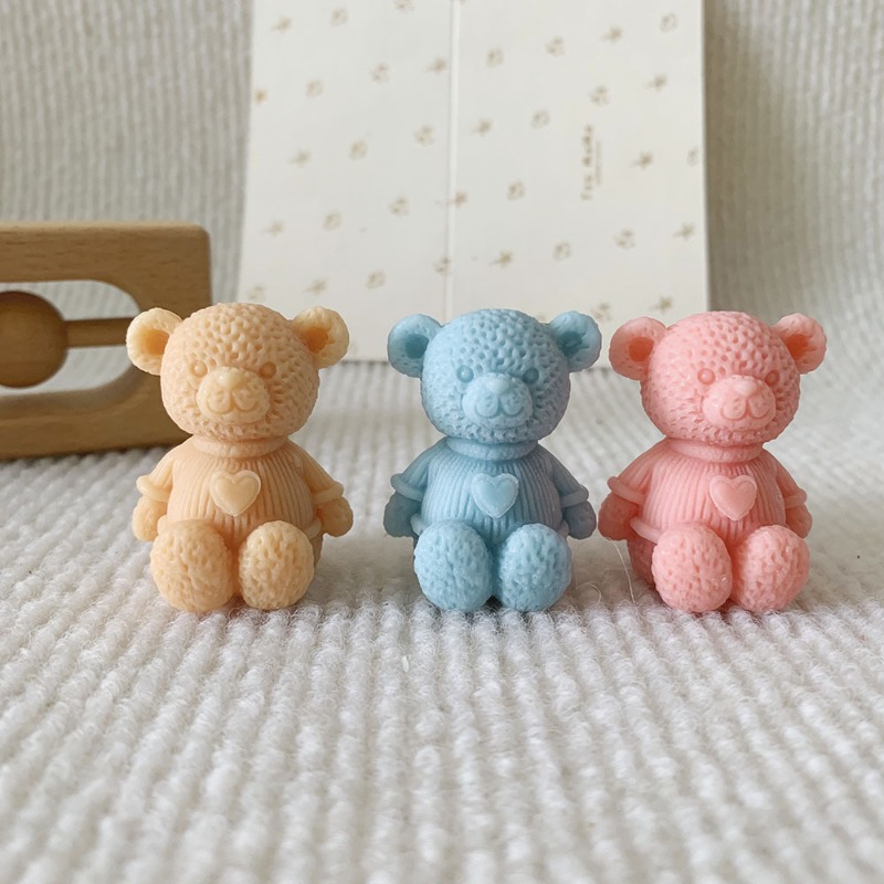 Soap Making For Beginners - ミニラブベアキャンドルシリコーン型 DIY かわいいクマ工芸品石膏樹脂セメント型手作り動物石鹸作成ツール