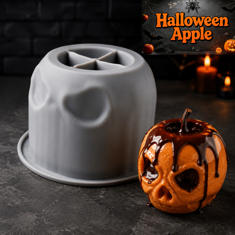 Soap Making For Beginners - ハロウィンスカルアップルシリコンモールド、クリエイティブなデザイン、食品グレードのシリコン製、くっつきにくく型抜きが簡単で、様々な焼き菓子、ムース、手作り石鹸、アロマセラピー製品、キャンドルなどの作成に使用できます。 ハロウィンのベーキング、ホリデーのベーキング、初心者向けのDIYに適しています。