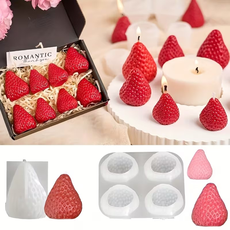 Soap Making Vendors - イチゴシリコンキャンドルモールド DIY アロマセラピー石鹸樹脂工芸品バレンタインデー結婚式誕生日ギフト作成用