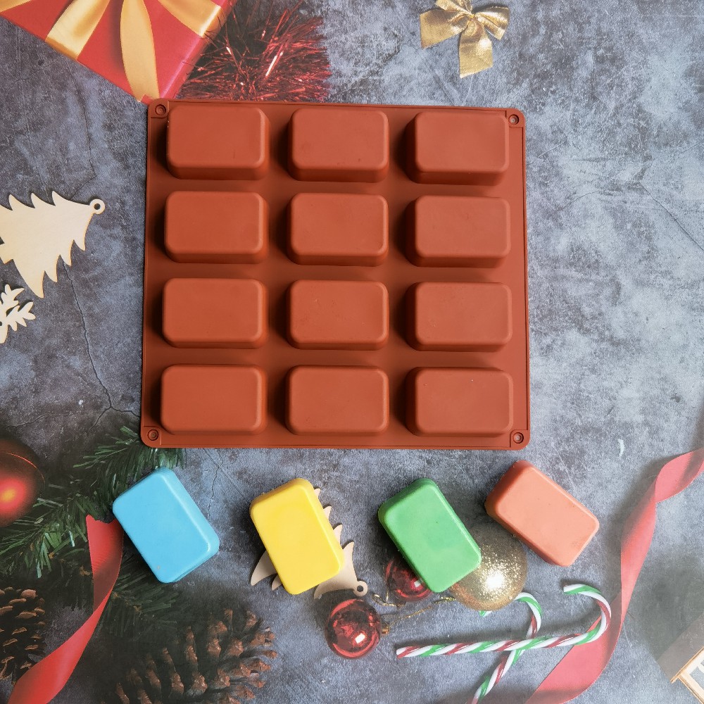Soap Making For Beginners - 12キャビティスクエアシリコン石鹸型キャンドルキャンドルキャンドルキャンドルキャンディーワックスアマセラピーモールドクラフト装飾3D DIY手作りツール