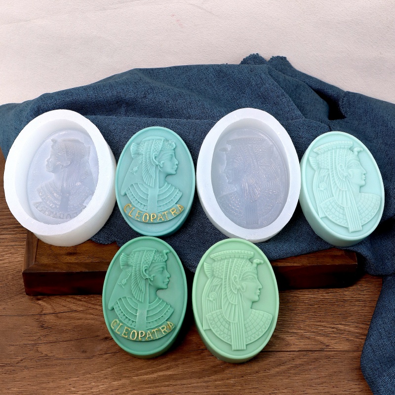Quality Soap Making Kit - クレオパトラシリコーンキャンドルモールド 3D レトロスタイル石膏石鹸手作り作成楕円石鹸型 DIY 置物チョコレートケーキ型