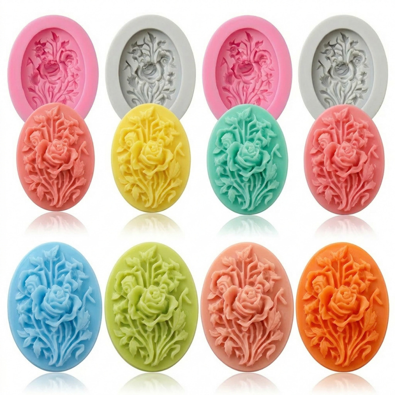 Soap Making Vendors - 花の形をしたシリコンモールド4個、簡単に型抜きでき、再利用可能なシリコンモールド、夏の手作り石鹸作りに最適、また、その他の用途にも適しています。
