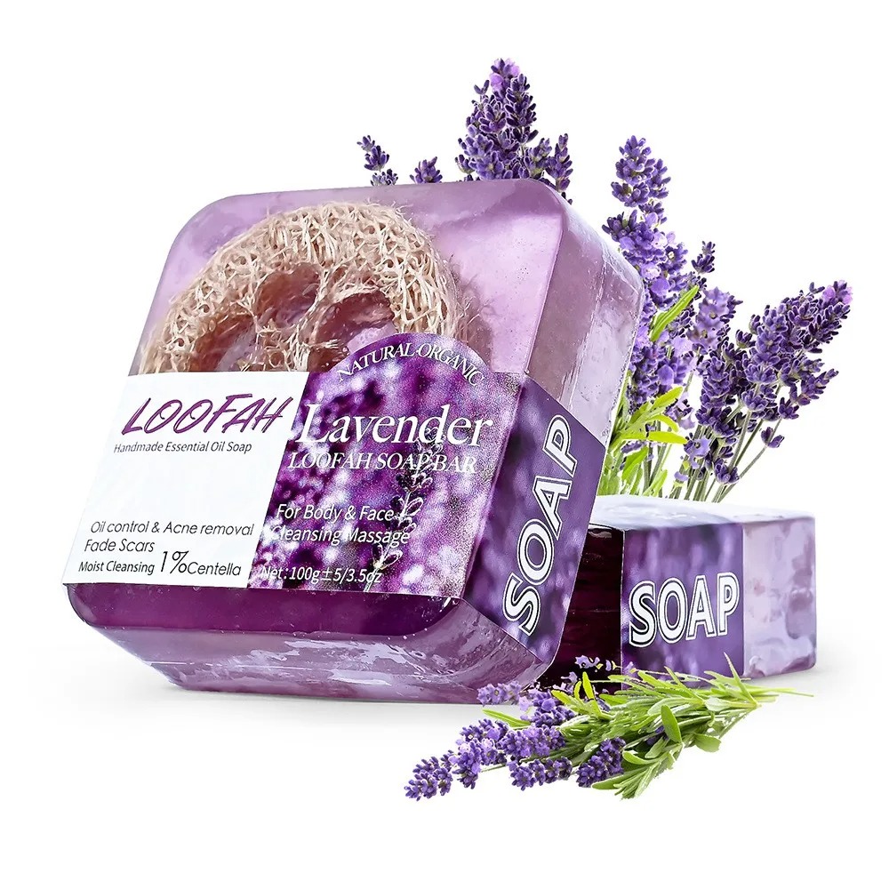 Castor Oil Soap - 100g オーガニックラベンダーエッセンシャルオイル石鹸、体、顔、手の洗浄用、爽やかな香り、肌に優しく、肌を傷つけません。