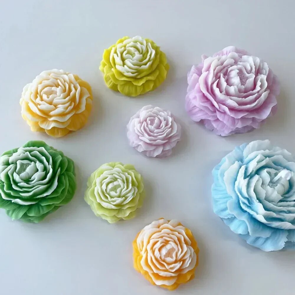 Soap Making For Beginners - 3D 牡丹キャンドルシリコーン型 DIY レリーフフラワーソープ樹脂石膏型家の装飾チョコレートケーキアイスベーキング作成ツールギフト