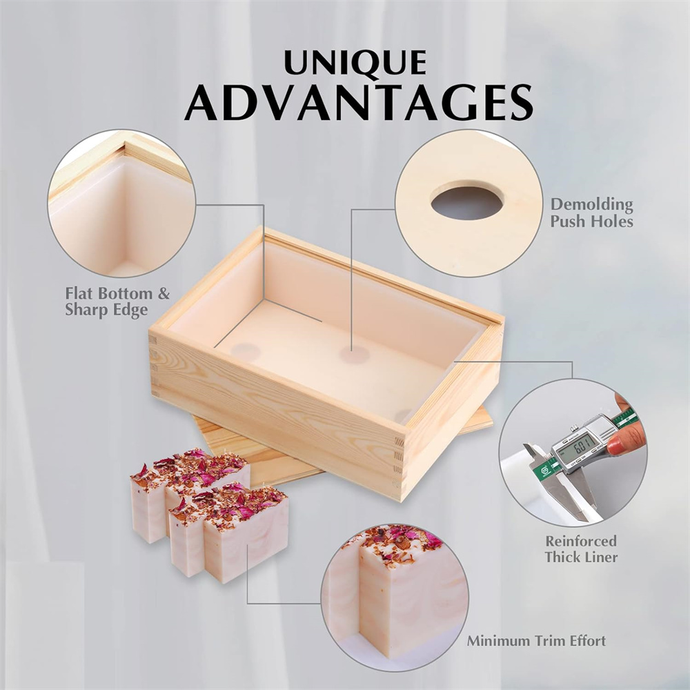 大型石鹸型長方形シリコンライナーモールド木箱と蓋付き DIY - Soap Making For Beginners のレビューと価格