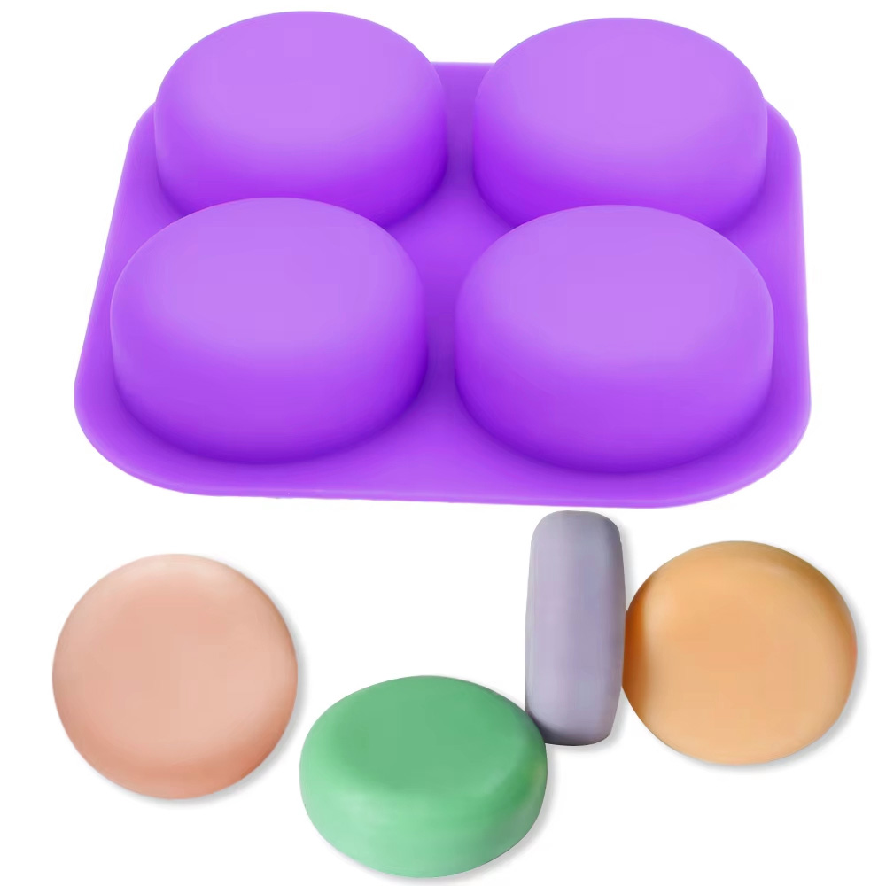 1-2個入り 4つの空洞を持つ再利用可能な丸型シリコン石鹸型 - Soap Making Vendors のレビューと価格