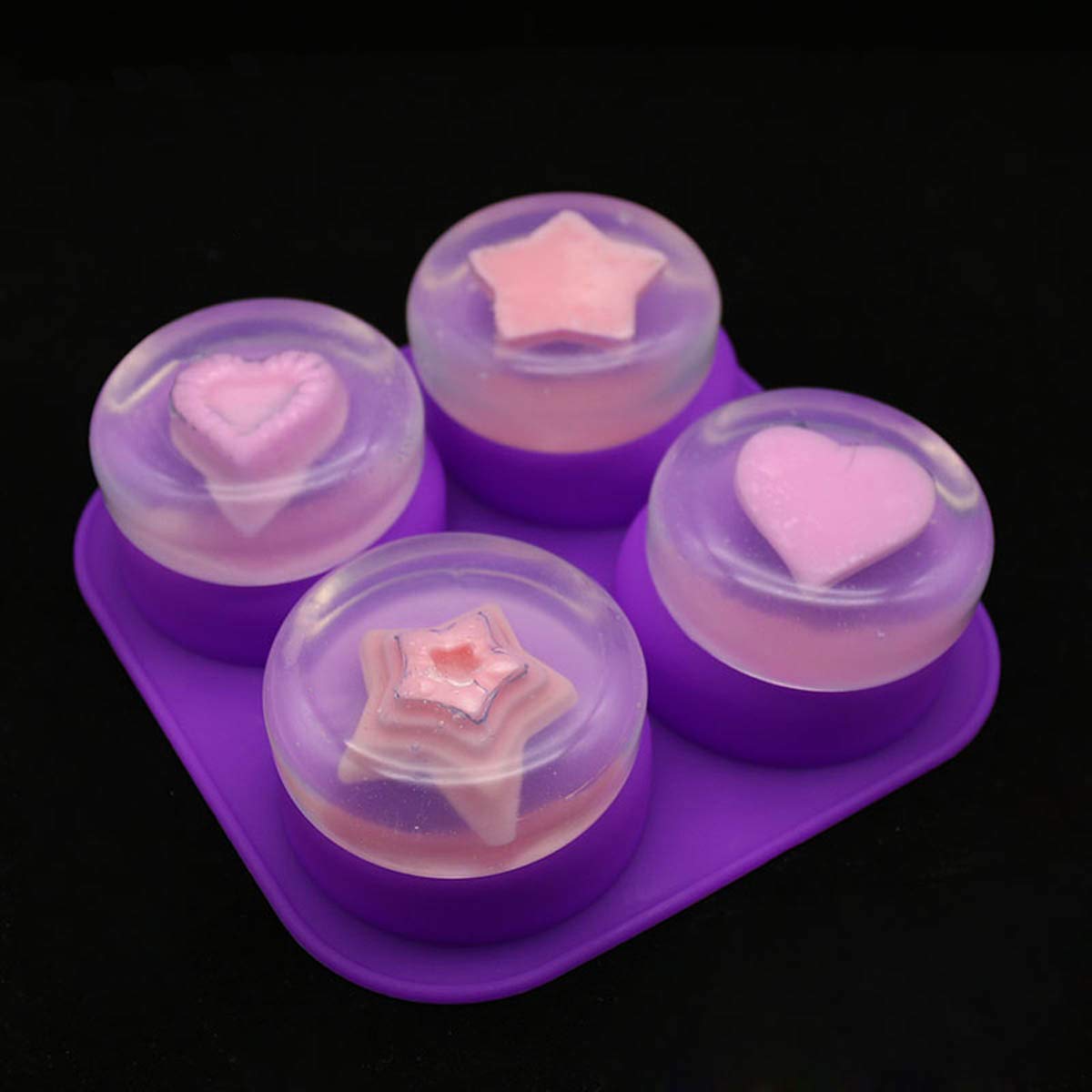 1-2個入り 4つの空洞を持つ再利用可能な丸型シリコン石鹸型 - Soap Making Vendors のレビューと価格
