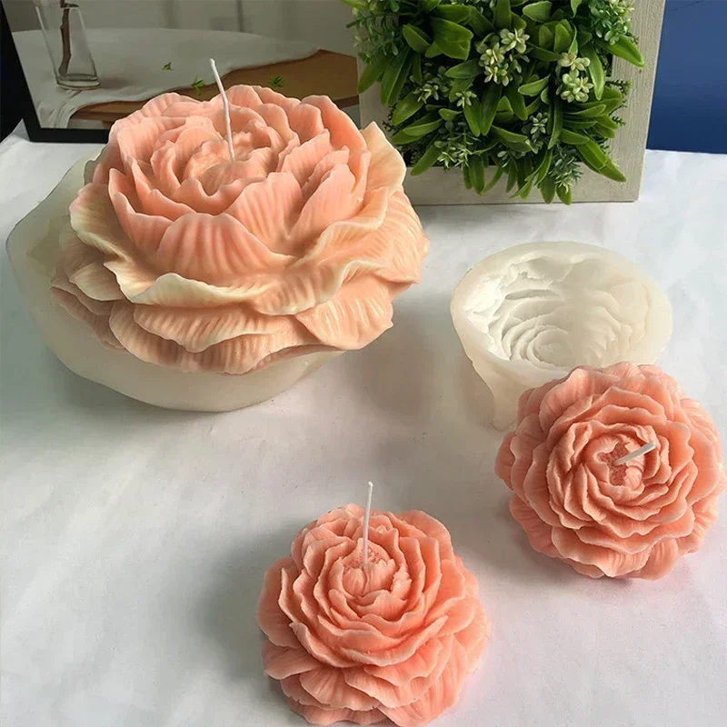 特大3Dフラワーキャンドルシリコンモールド DIY ピオニー - Soap Making Diy Kit のレビューと価格