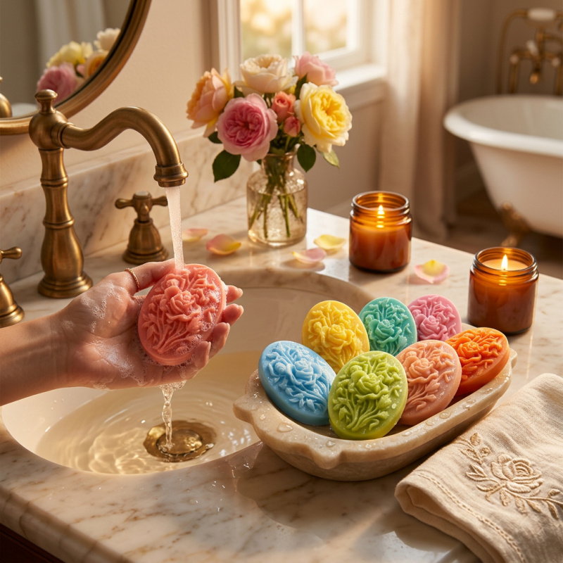 花の形をしたシリコンモールド4個、簡単に型抜きでき、再利用可 - Soap Making Vendors のレビューと価格